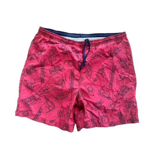 L.L.Bean Large Red Nautical‎ Knot Print Swim Shorts Beach Vacation Casual Wear - Picture 1 of 10